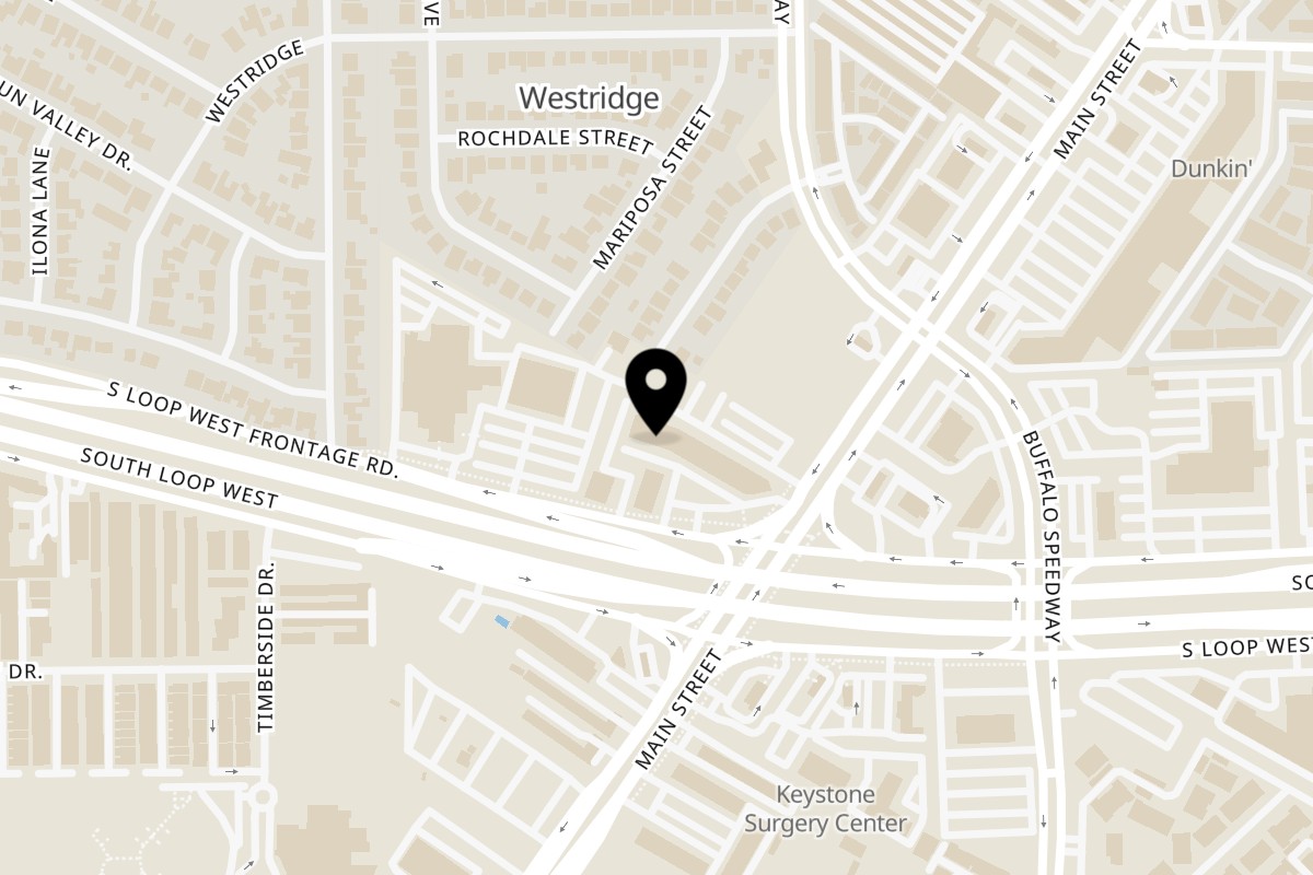 Map showing the location of Prime 44 Bar and Grill on 3298 S Loop W in Houston